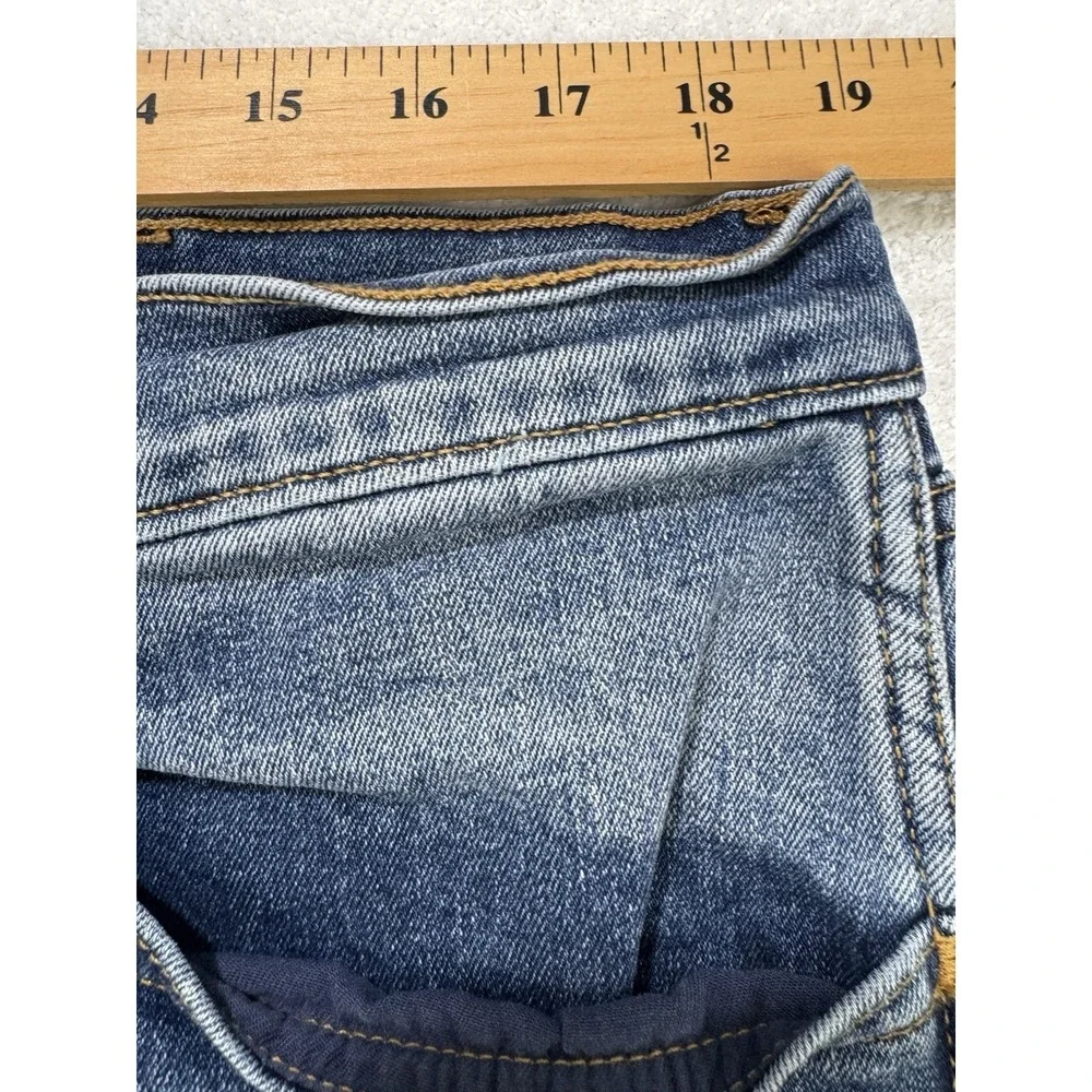 Levis Workwear Fit Jeans Men 38x32  Blue Straight Whisker Distress Stretch Denim